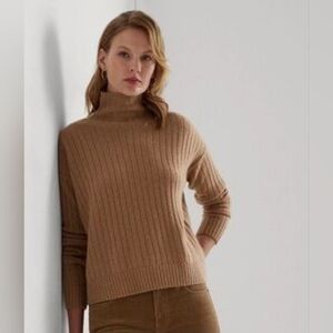 Lauren Ralph Lauren Ribbed Mock Neck Cashmere Sweater Size Medium NWT $325